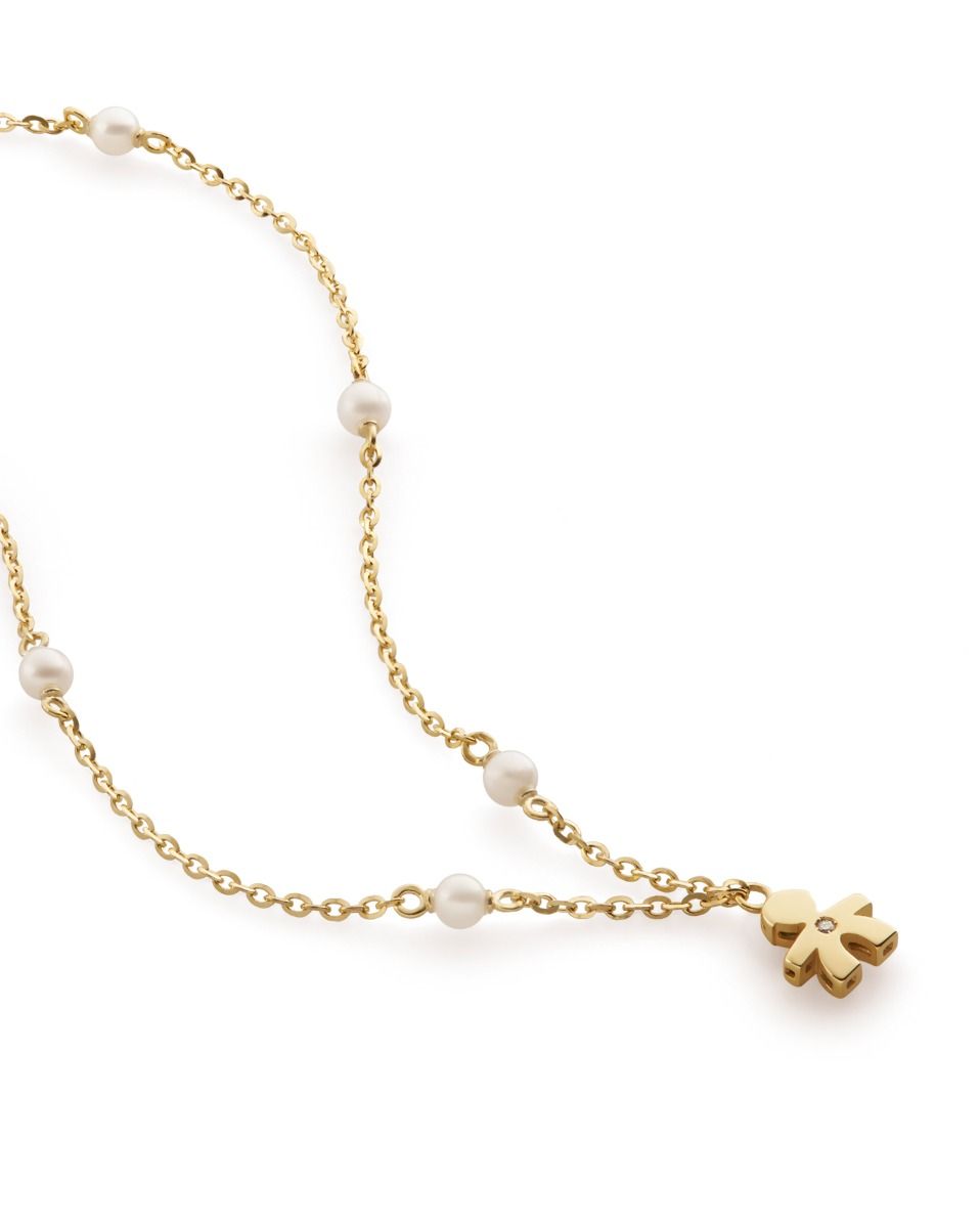 Le Bebé Collana Le Perle con sagoma bimbo in oro giallo e diamante Negozi Online