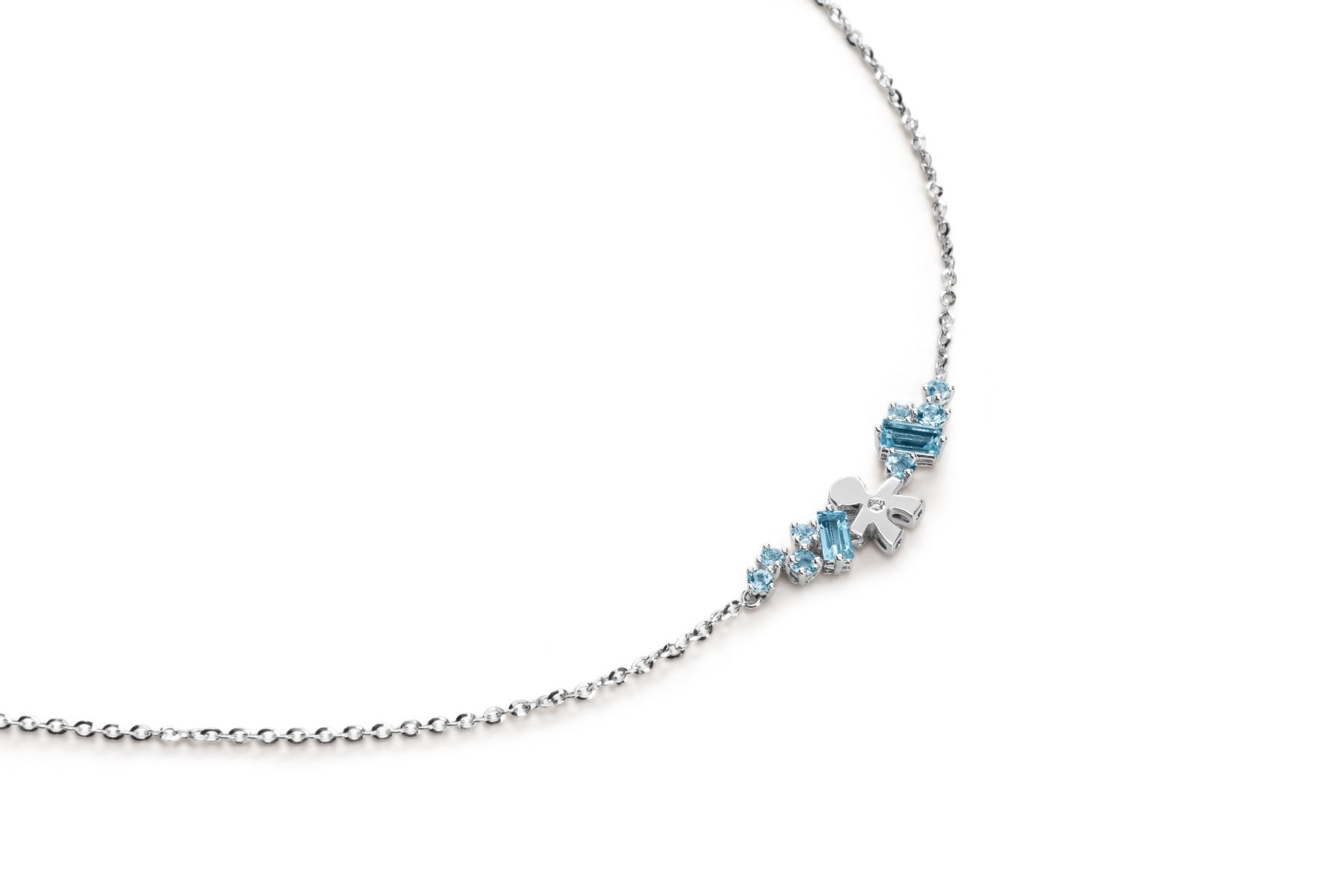 Le Bebé Collana Les Bonbons con sagoma bimbo, in oro bianco con topazi, acquamarine e diamante Fino Al -60%