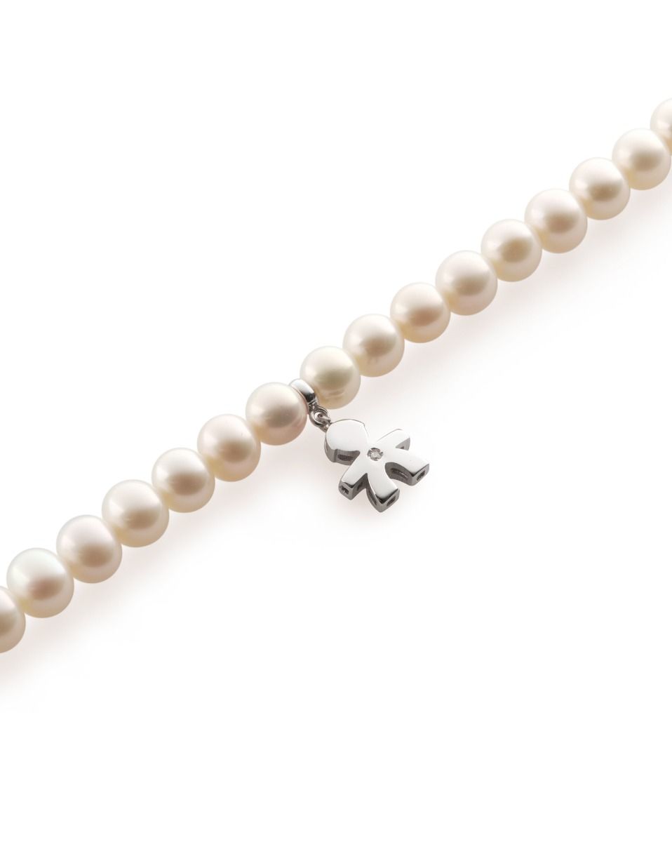 Le Bebé Collana Le Perle con sagoma bimbo in oro bianco e diamante Sottocosto