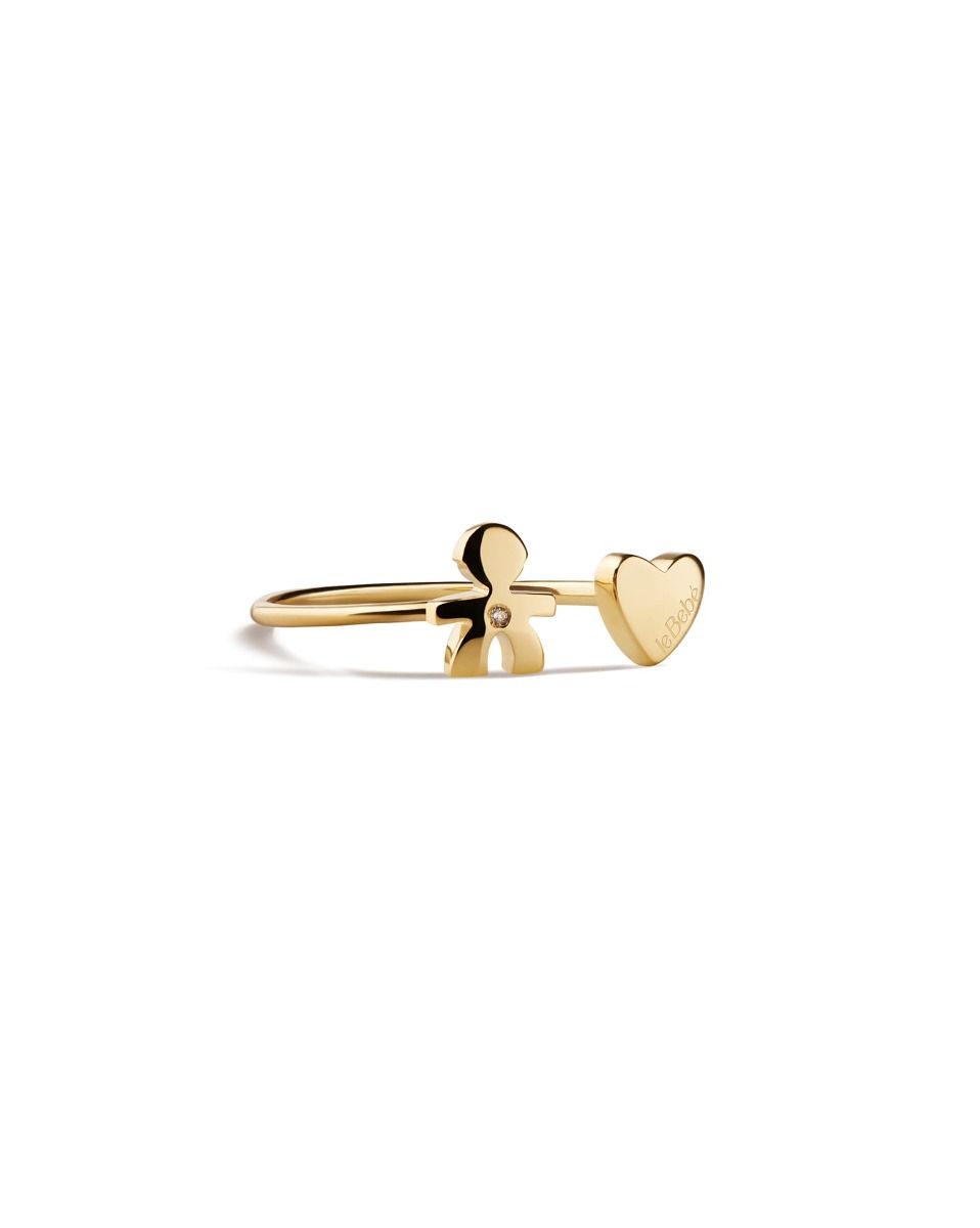 Le Bebé Anello Les Petits con sagoma bimbo e cuore, in oro giallo e diamante Offerte