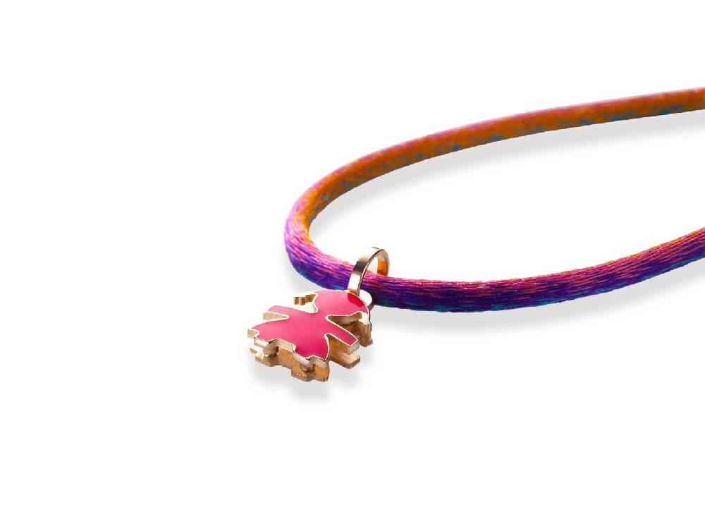 Le Bebé Ciondolo I Classici con sagoma bimba in oro rosa e smalto fuxia Promozione