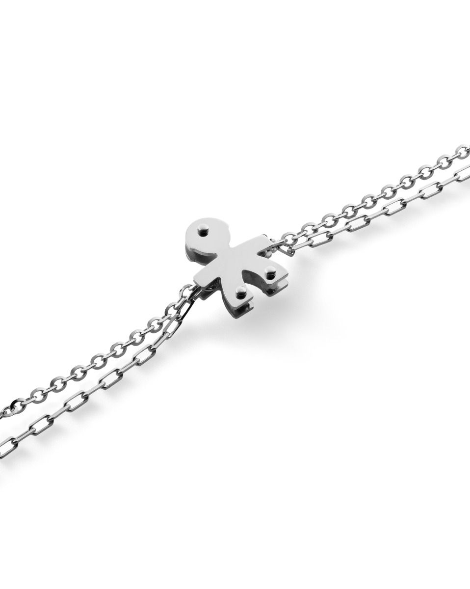 Le Bebé Bracciale I Classici con sagoma bimbo in oro bianco e diamante Pezzi Unici
