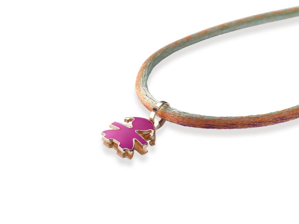 Le Bebé Ciondolo I Classici con sagoma bimba in oro rosa e smalto viola Negozi Online