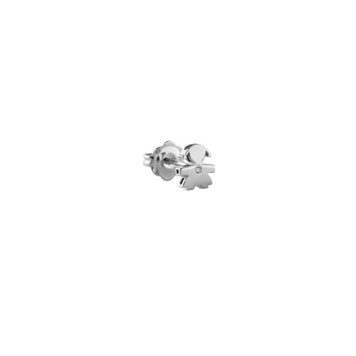 Le Bebé Mono Orecchino Le Perle con sagoma bimba in oro bianco e diamante