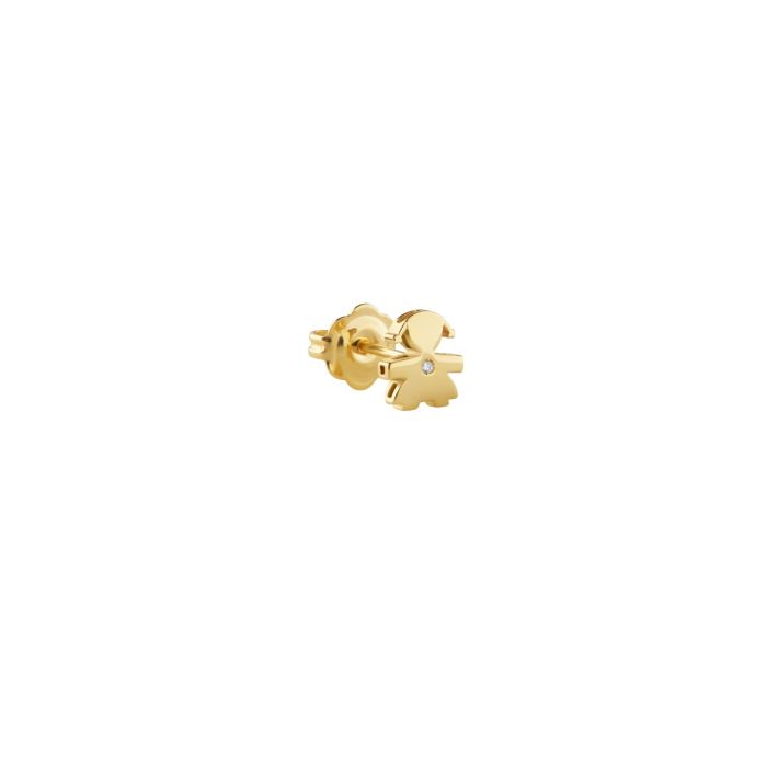 Le Bebé Mono Orecchino Le Perle con sagoma bimba in oro giallo e diamante
