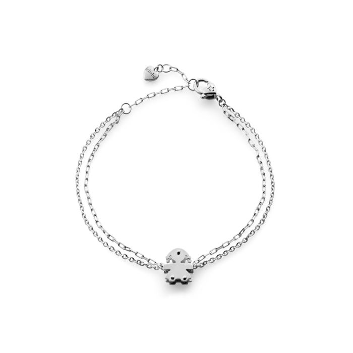 Le Bebé Bracciale I Classici con sagoma bimba in oro bianco e diamante