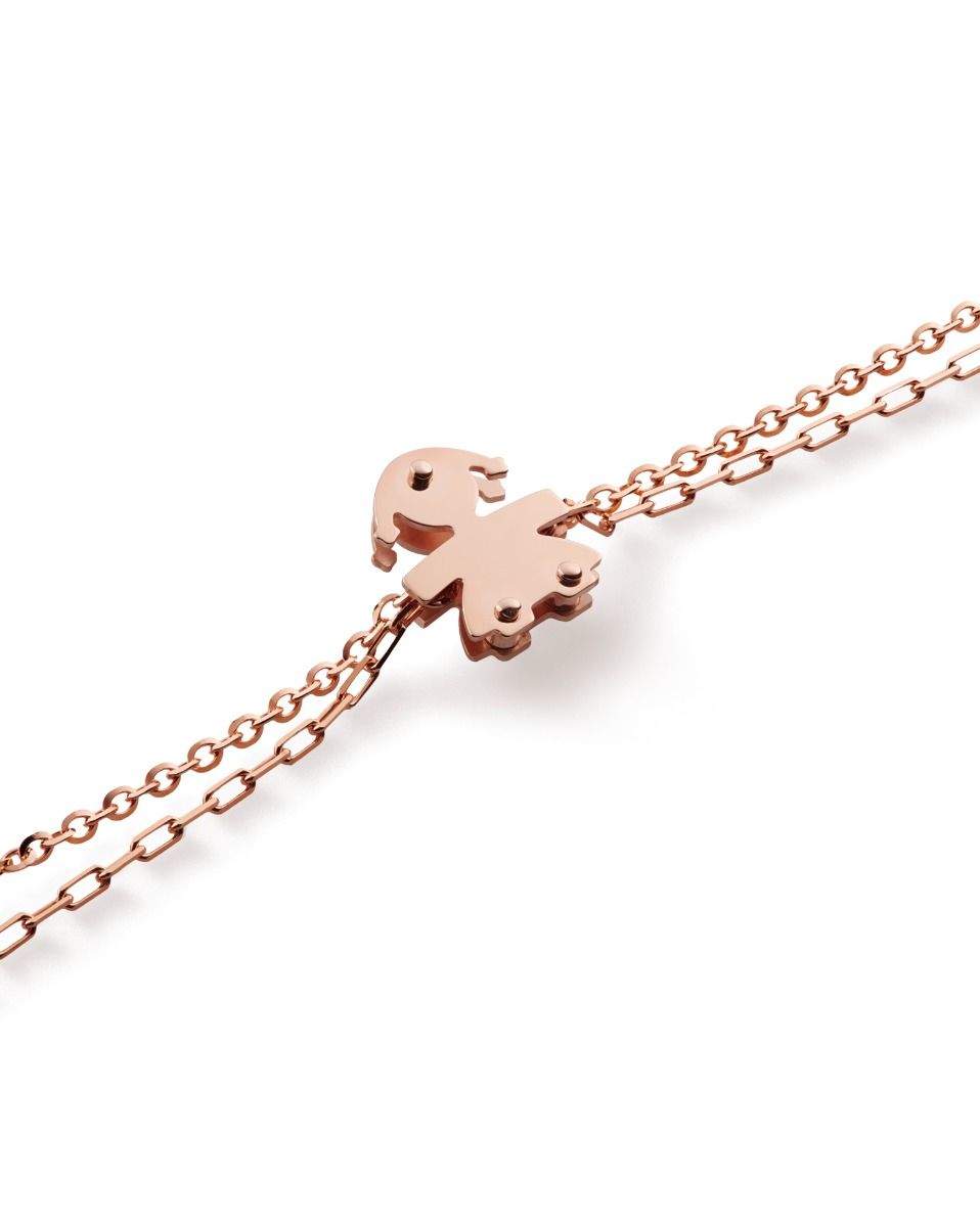 Le Bebé Bracciale I Classici con sagoma bimba in oro rosa e diamante Economico