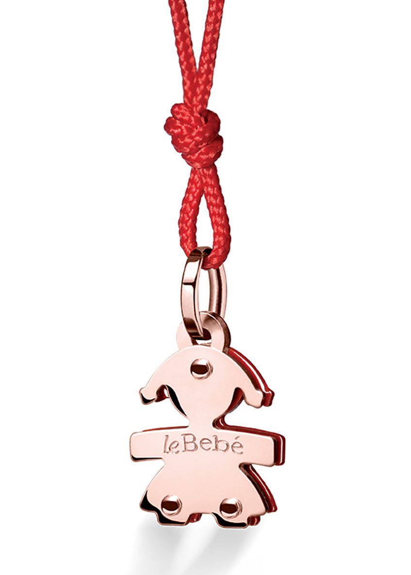 Le Bebé Ciondolo Minerva con sagoma bimba in oro rosa e smalto rosso Outlet