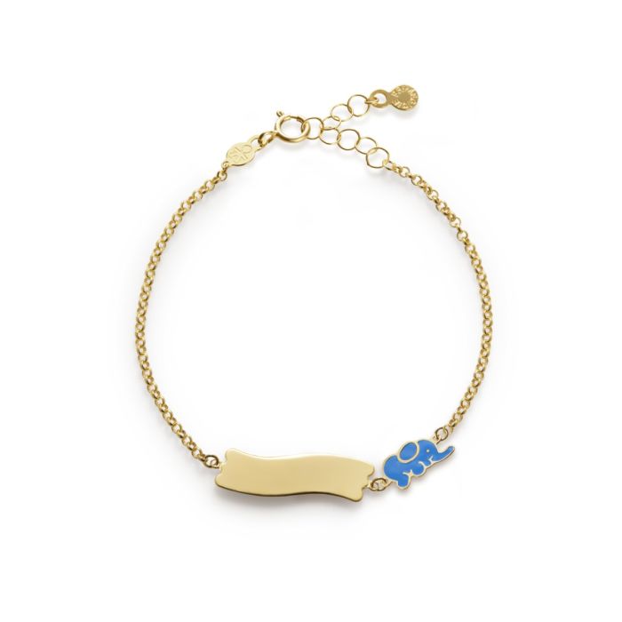 Le Bebé Bracciale Fortuna con elefantino e targhetta in oro giallo