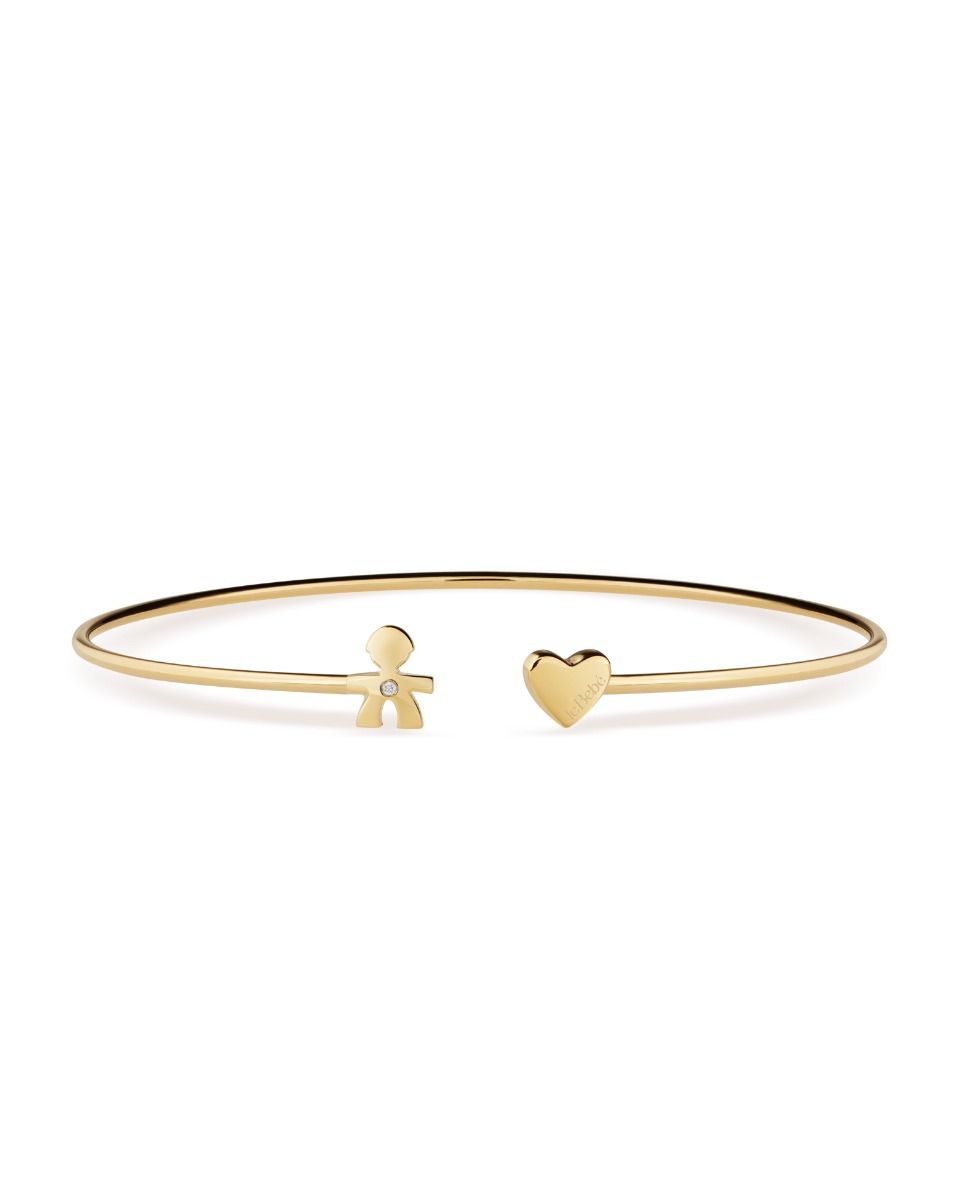 Le Bebé Bracciale Les Petits con sagoma bimbo e cuore, in oro giallo e diamante Nuova