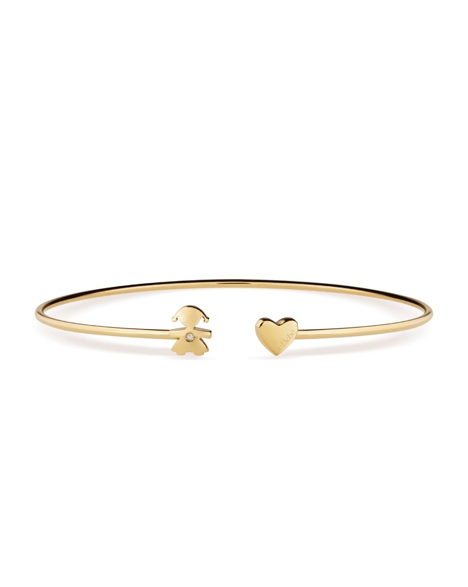 Le Bebé Bracciale Les Petits con sagoma bimba e cuore, in oro giallo e diamante Moda