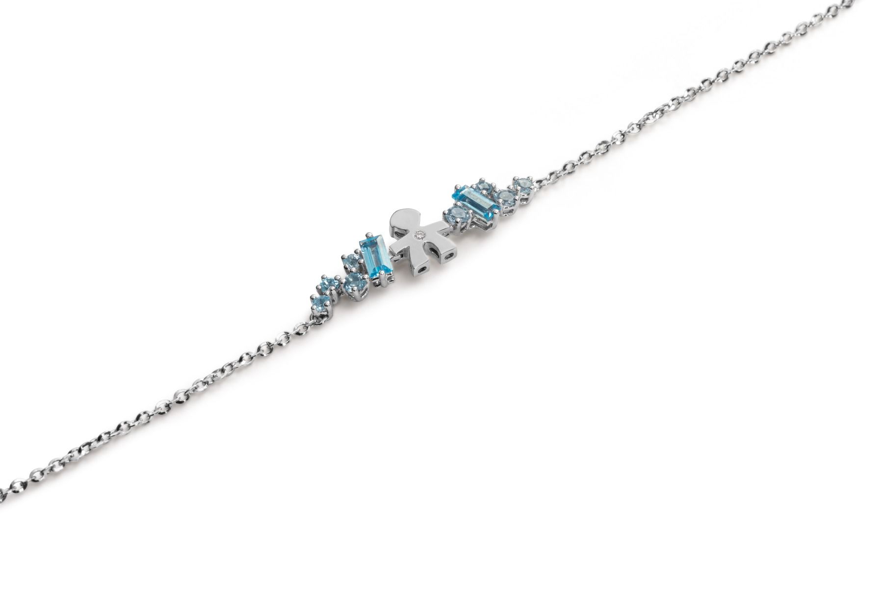 Le Bebé Bracciale Les Bonbons con sagoma bimbo, in oro bianco con topazi, acquamarine e diamante Promozione
