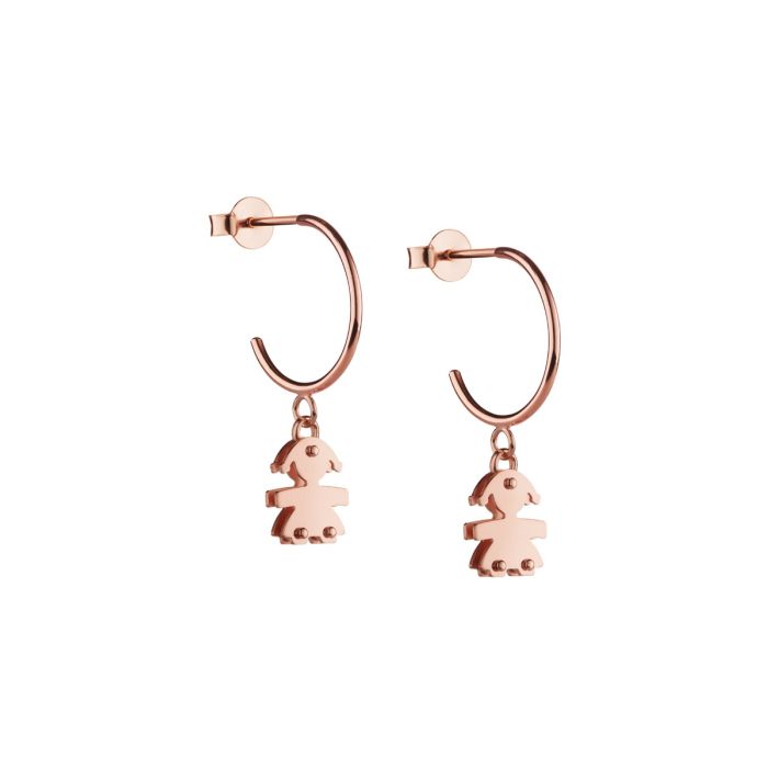 Le Bebé Orecchini I Mini con sagoma bimba in oro rosa