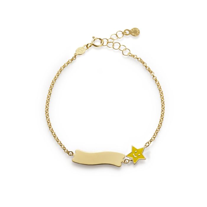Le Bebé Bracciale Fortuna con stella e targhetta in oro giallo