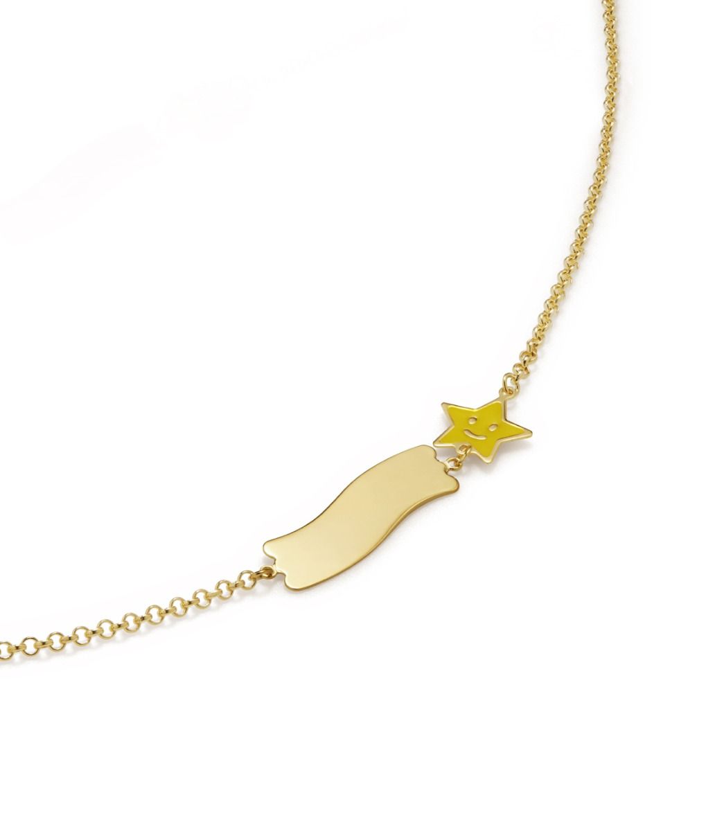 Le Bebé Bracciale Fortuna con stella e targhetta in oro giallo Affare Del Giorno