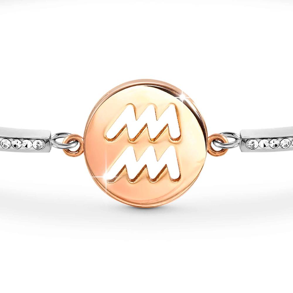 Nomination Bracciale Milleluci Zodiaco Acquario in PVD rosa e Cristalli In Linea