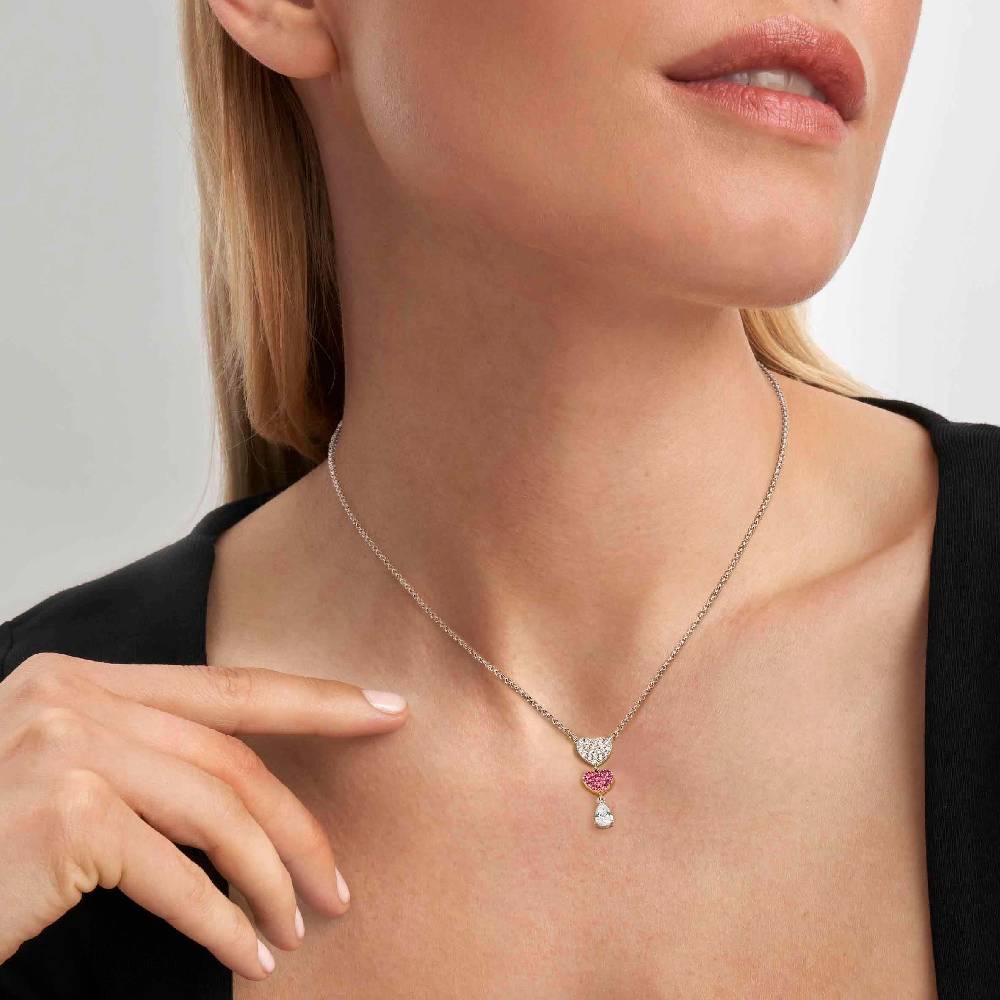 Nomination Collana Lucentissima Cuori e Cubic Zirconia a goccia Moda