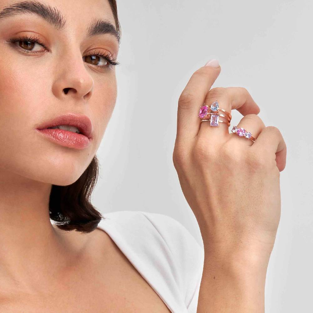 Nomination Anello Colour Wave con Zircone celeste Nuova