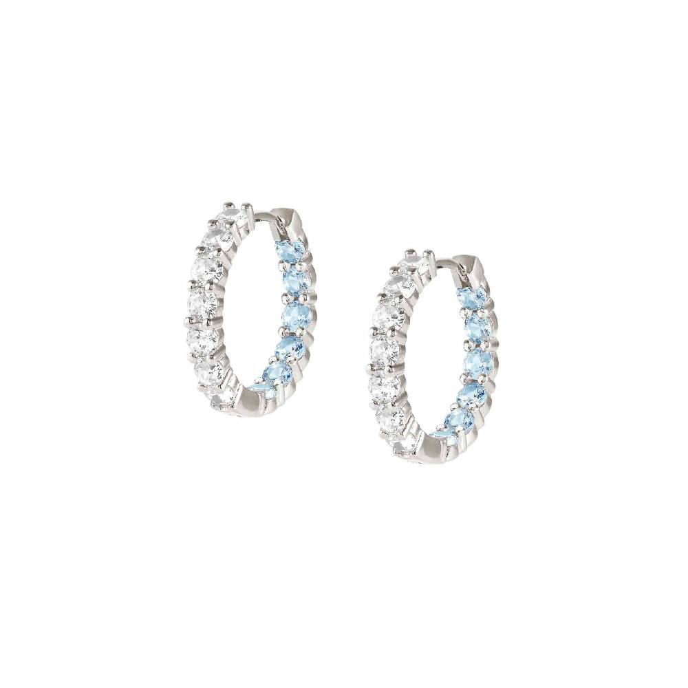 Nomination Orecchini a cerchio Chic&Charm Joyful Edition Pietre Azzurre e Bianche