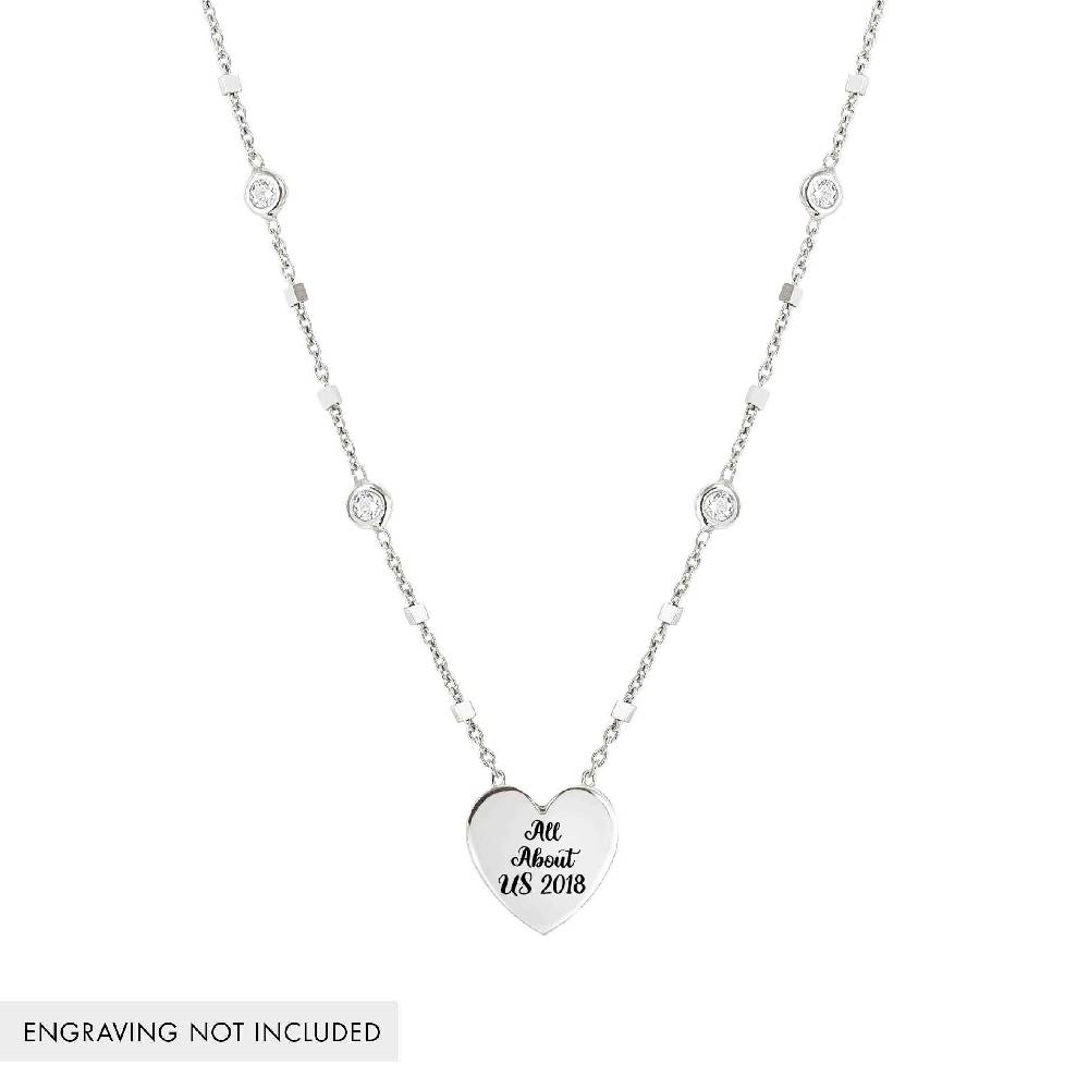 Nomination Collana Messaggi d'amore Cuore incidibile e Pietre bianche Saldi Di Fabbrica