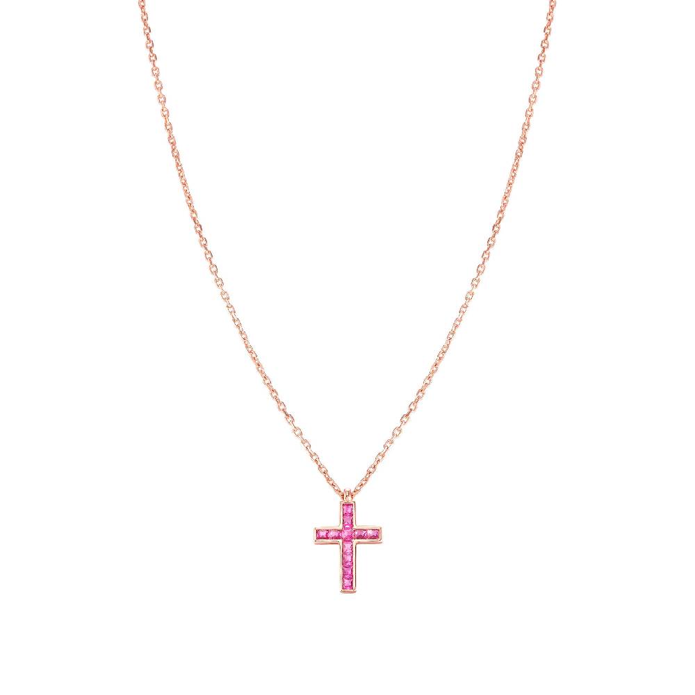 Nomination Collana Carismatica Croce e CubIc Zirconia fucsia Italia