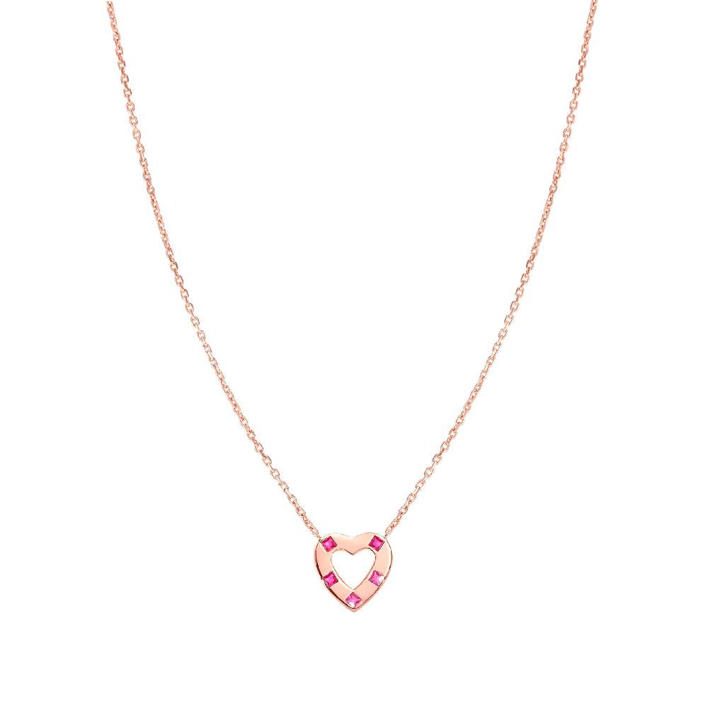 Nomination Collana Carismatica Cuore e CubIc Zirconia fucsia In Linea