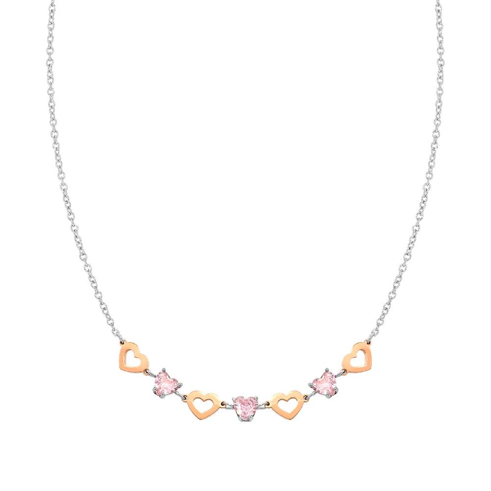Nomination Collana Principessina pietre rosa e cuori Nuovo