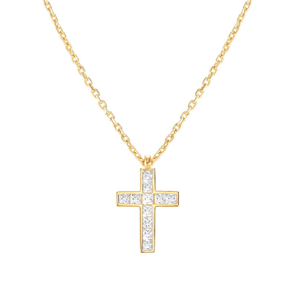 Nomination Collana Carismatica Croce in Oro giallo e CubIc Zirconia bianchi