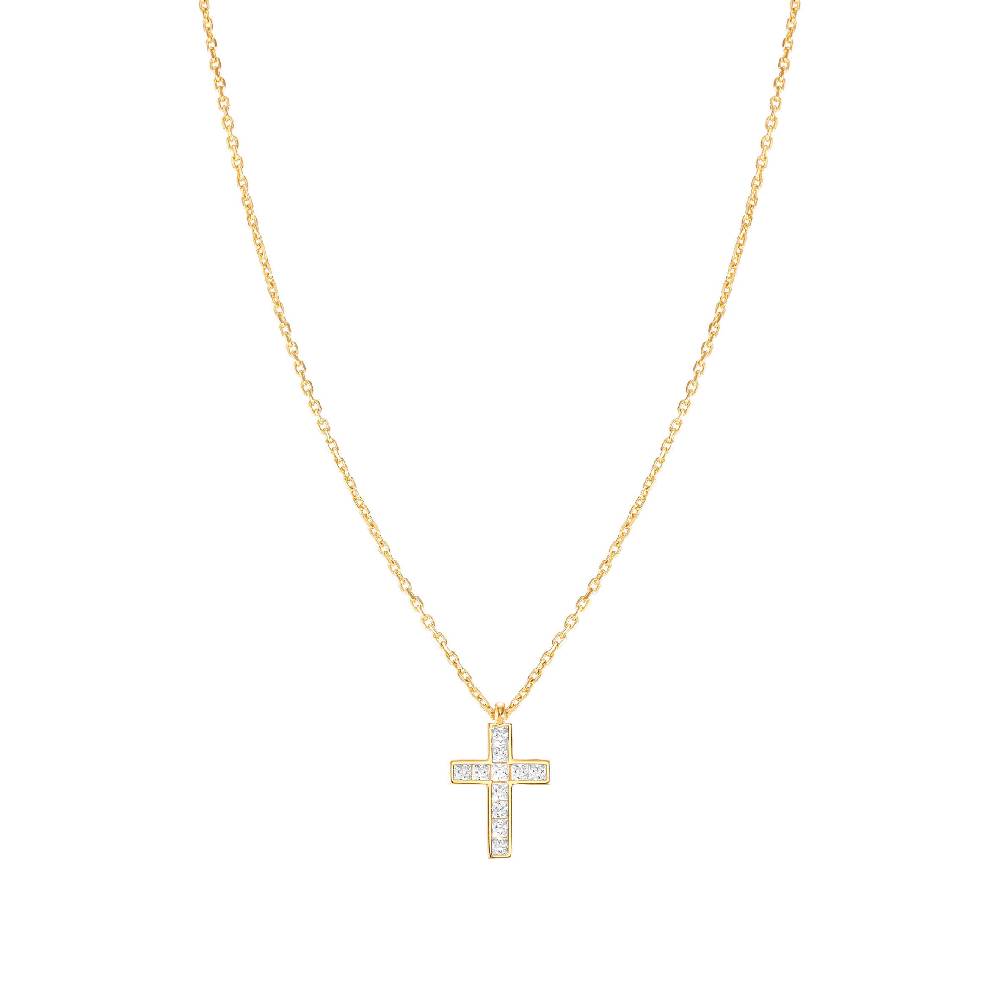 Nomination Collana Carismatica Croce in Oro giallo e CubIc Zirconia bianchi Qualità