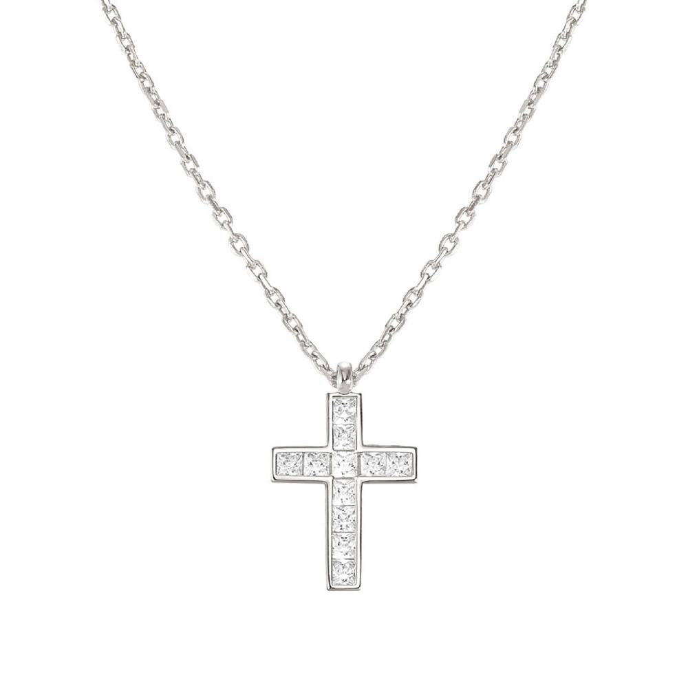 Nomination Collana Carismatica Croce in Argento e Cubic Zirconia bianchi