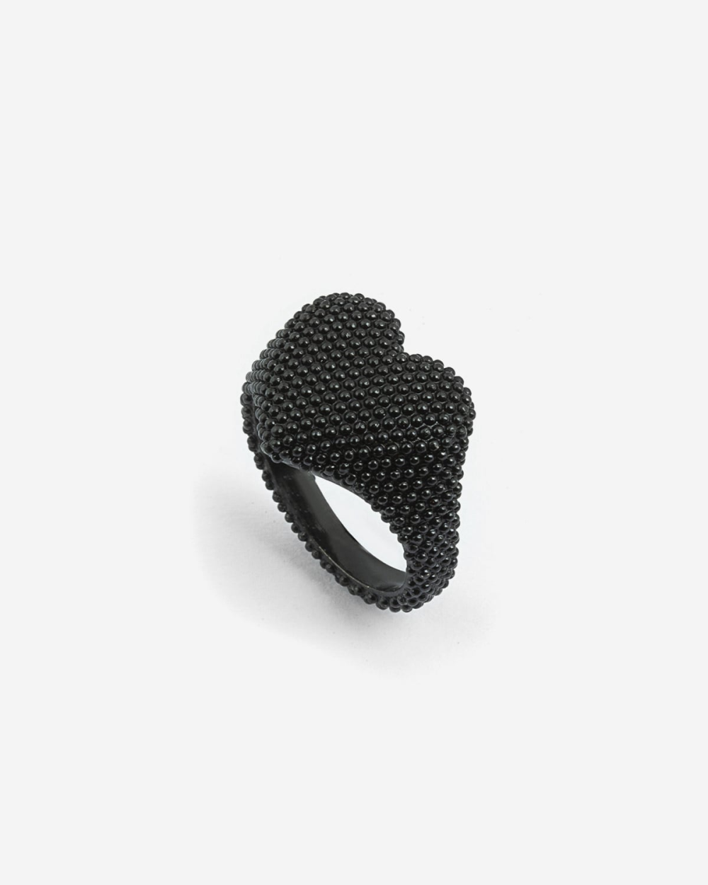 ﻿Nove25 ANELLO CHEVALIER CUORE PUNTINATO TOTAL BLACK Ultimo giorno