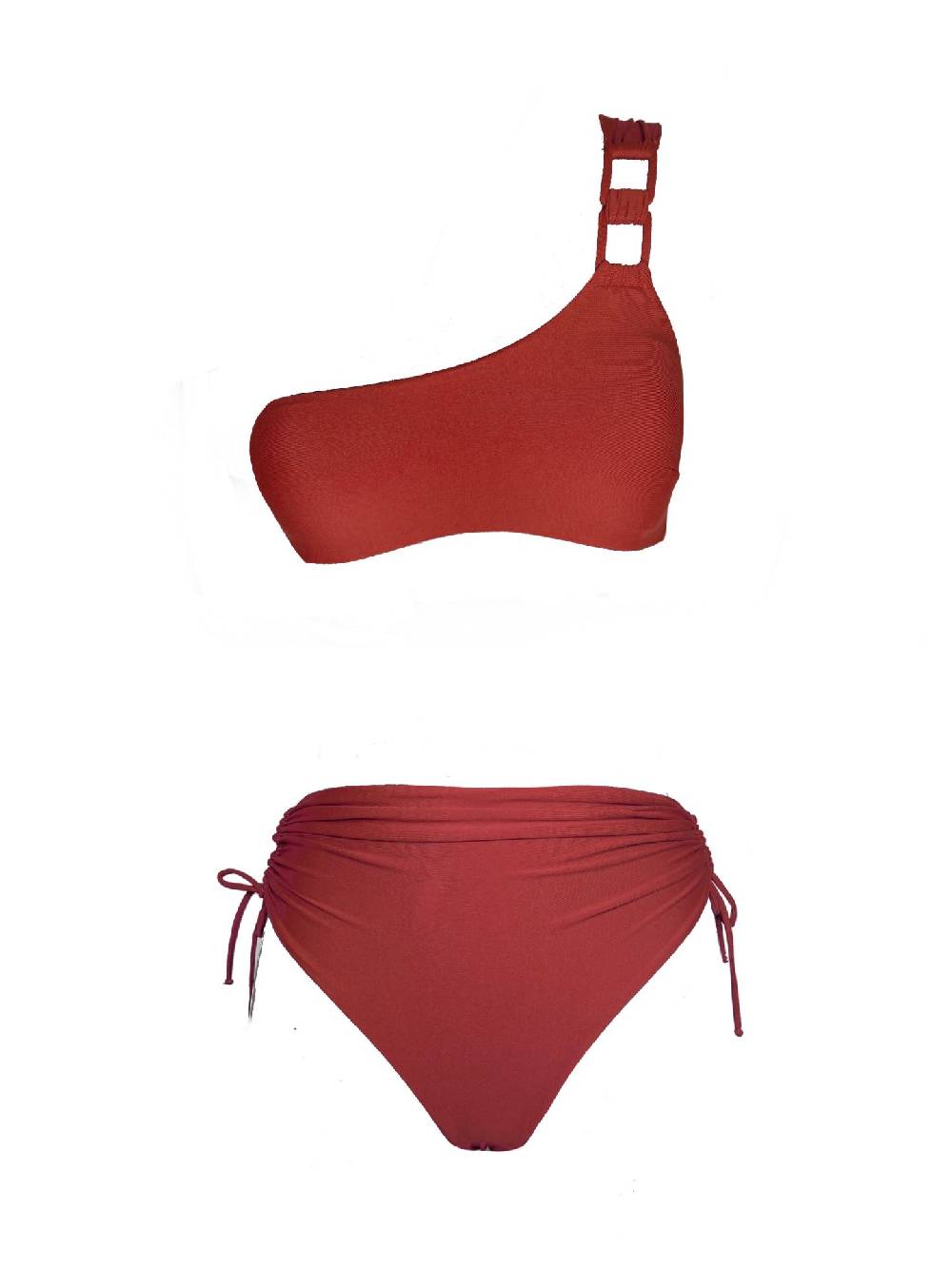 Olivia Gold Reggiseno Monospalla + Slip a vita alta drappeggiato Soddisfazione Garantita