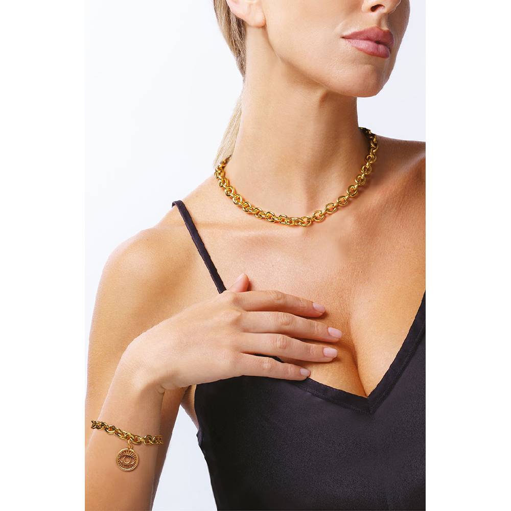Opsobjects VICTORIA bracciale oro giallo con medaglia occhio Spedizione Gratuita