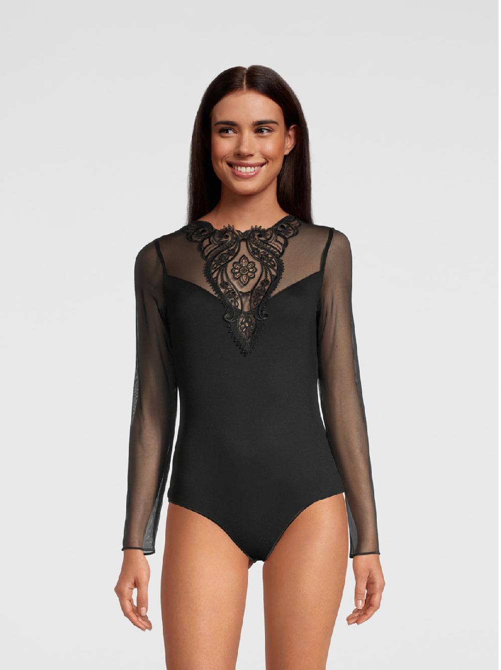 Oscalito Body maniche lunghe con inserto macramè 1388 Economico