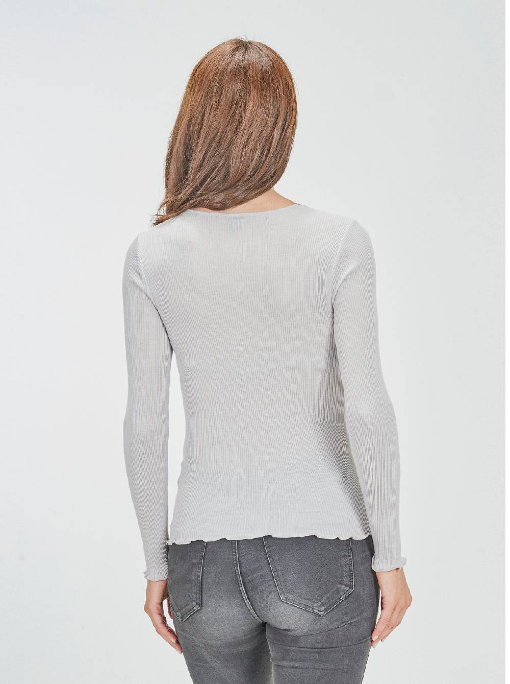 Oscalito Camicia Tubolare a Maniche Lunghe in lana e seta con Inserto in Tulle Ricamato 5842 2025