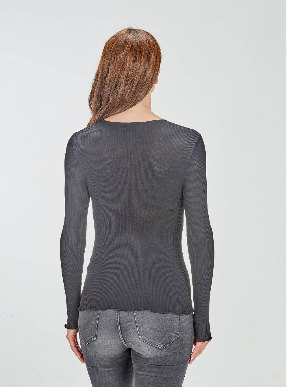 Oscalito Camicia Tubolare a Maniche Lunghe in lana e seta con Inserto in Tulle Ricamato 5842 2025