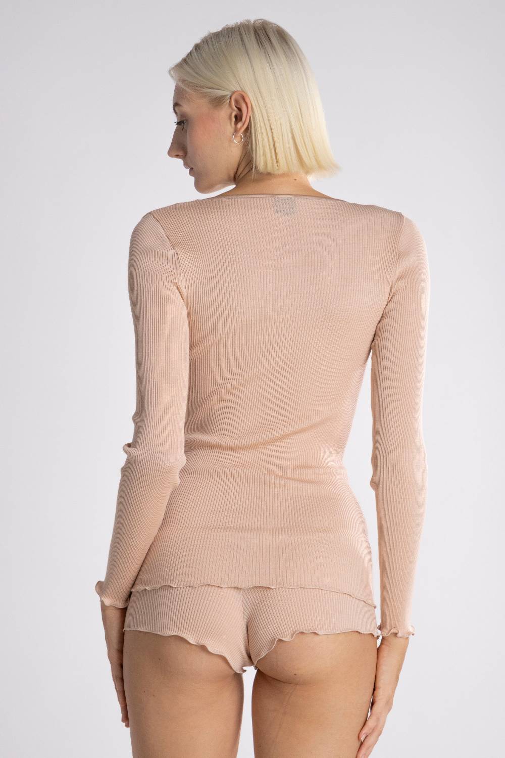 Oscalito Maglia a maniche lunghe con scollo a V in raso di lana e seta 4248 Nuovo