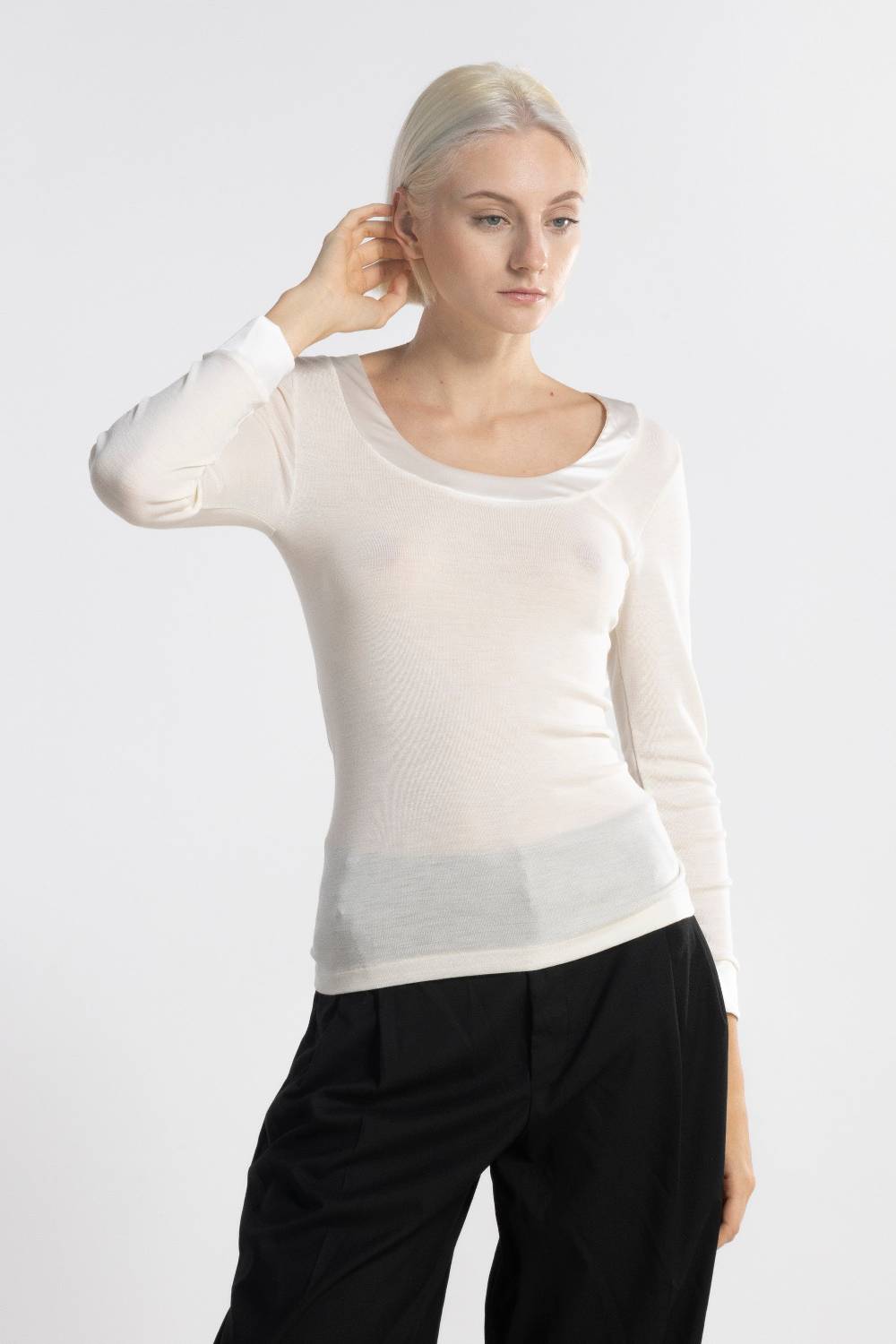 Oscalito Camicia Donna Lana e Seta maniche lunghe 4258 Qualità Garantita