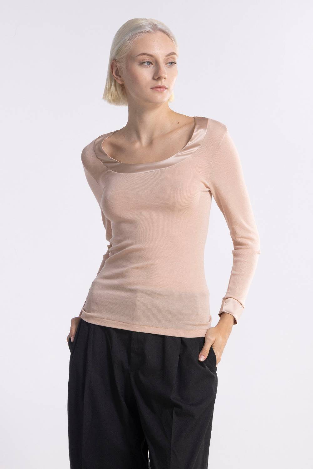 Oscalito Camicia Donna Lana e Seta maniche lunghe 4258 Qualità Garantita