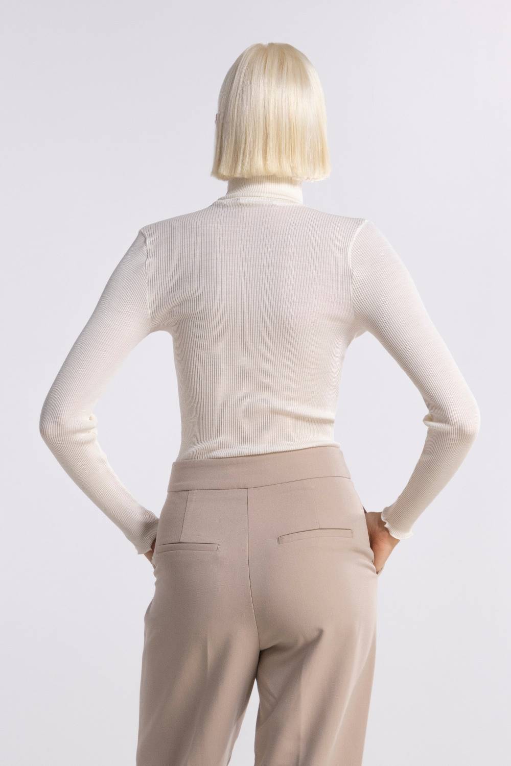 Oscalito Maglia Dolcevita a Maniche Lunghe in tessuto liscio di Lana e Seta 3478 Consegna Veloce