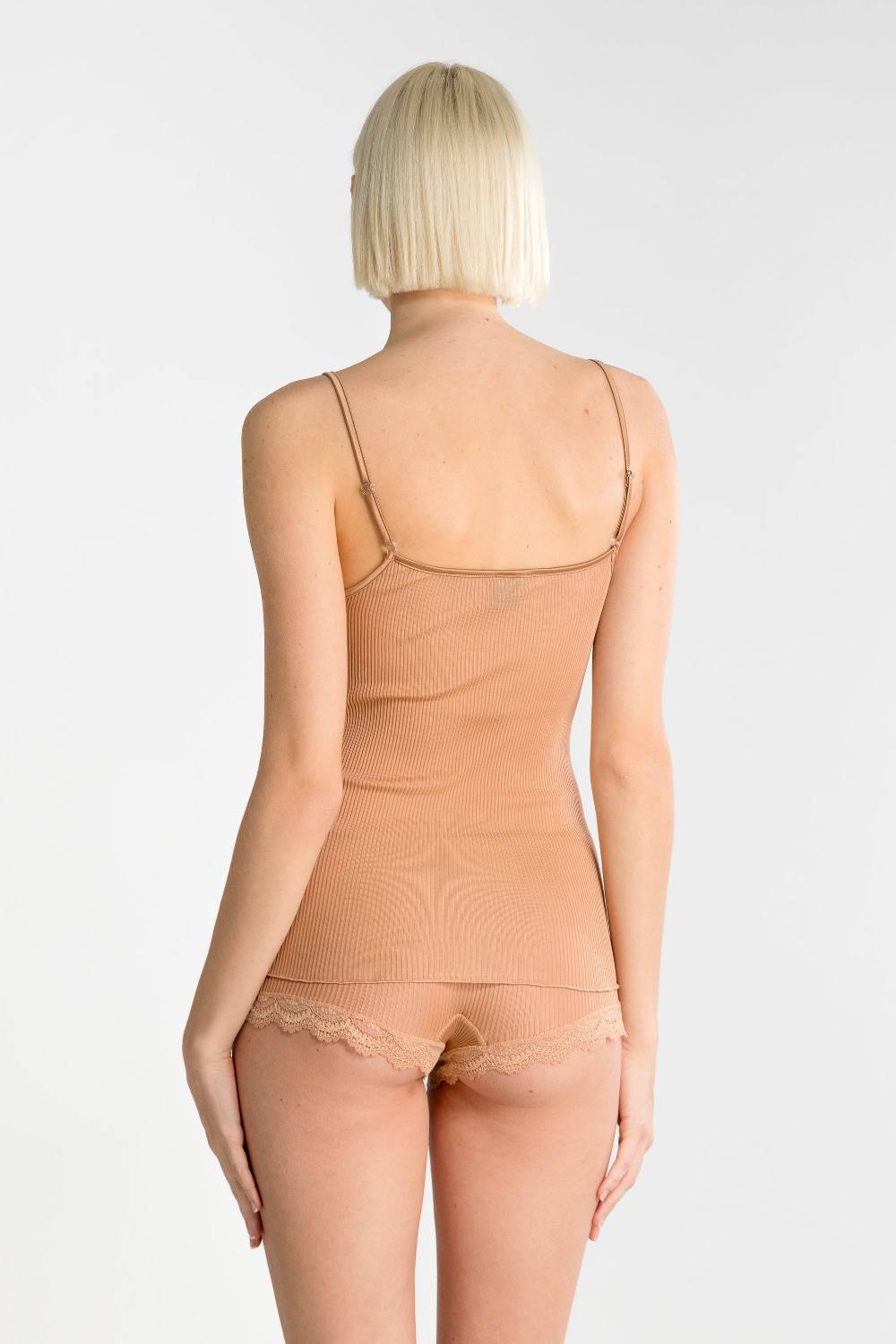 Oscalito Dentelle de Calais®” Top scollo a V in pura seta 9474 Sconto