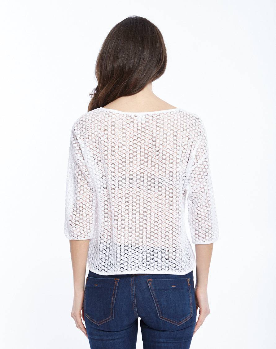 Oscalito Camicia Manica Tre Quarti in Micromacramè Allover 8506 Negozio