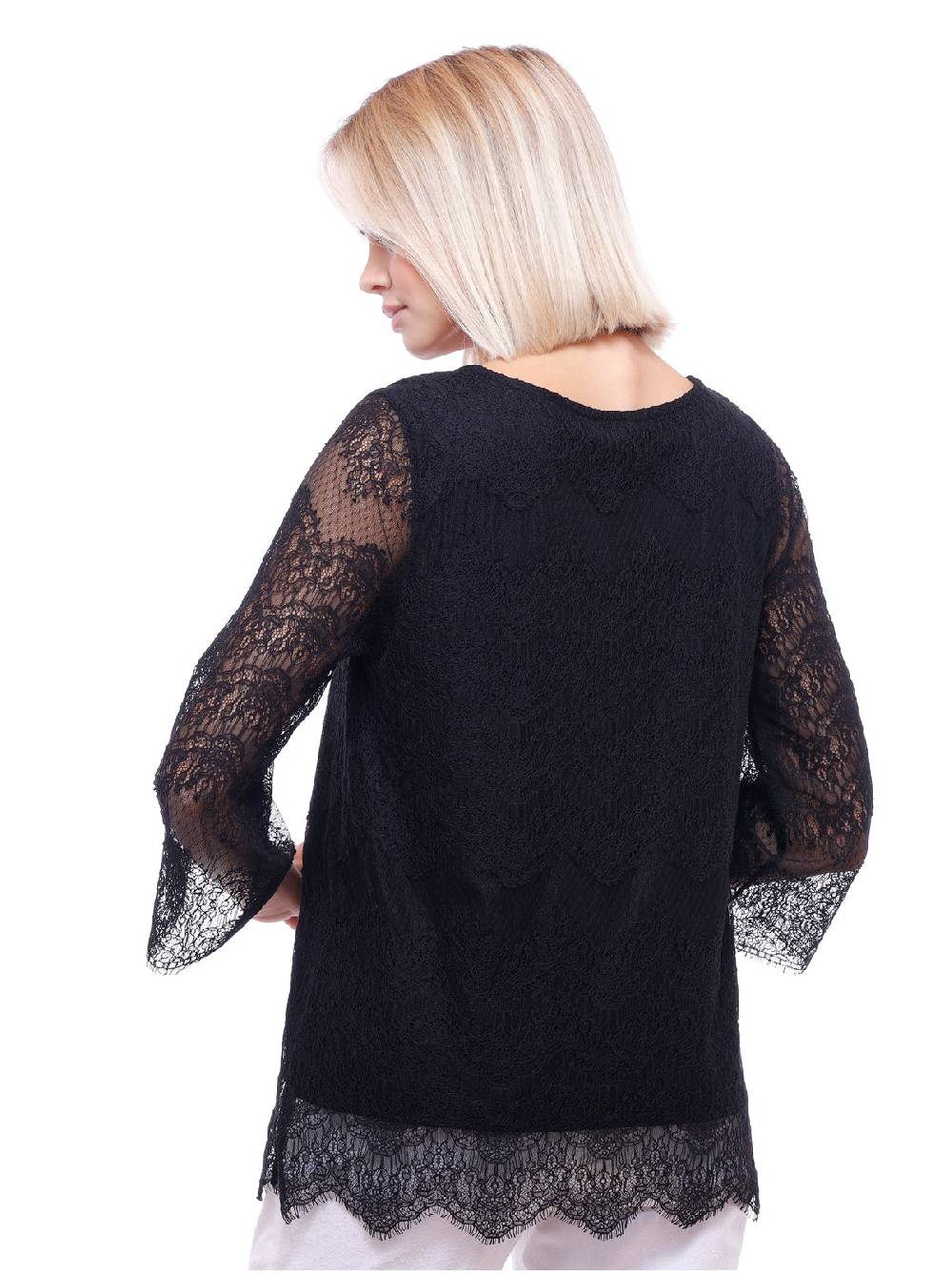 Oscalito Maglia a maniche lunghe in micromodal con Chantilly 5992 Vendita