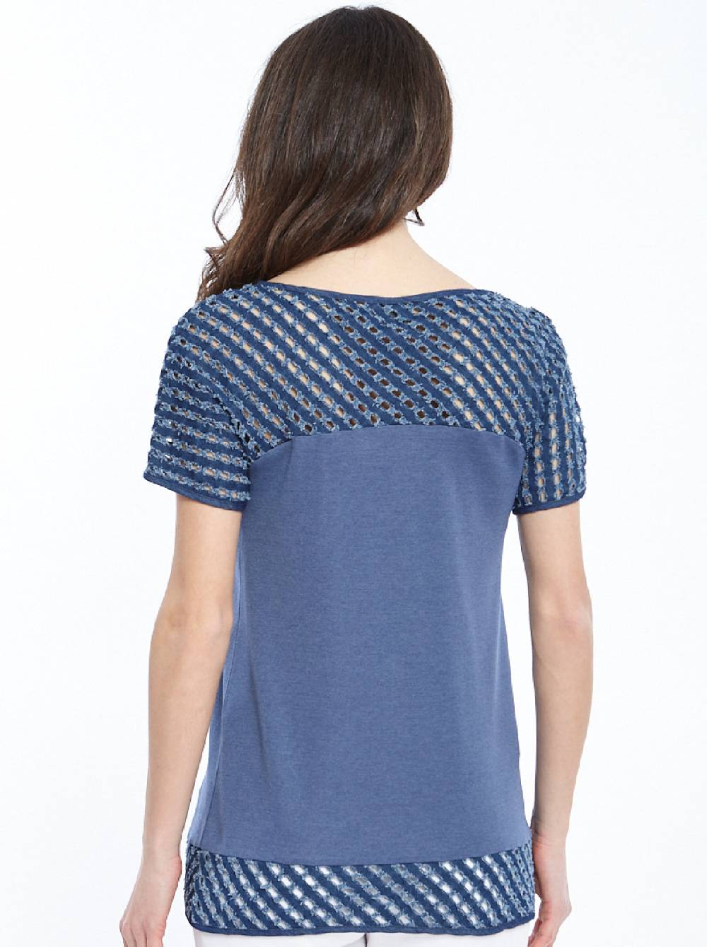 Oscalito T-shirt Filoscozia® con Dettagli in Denim Laserato 4604 Negozi Online