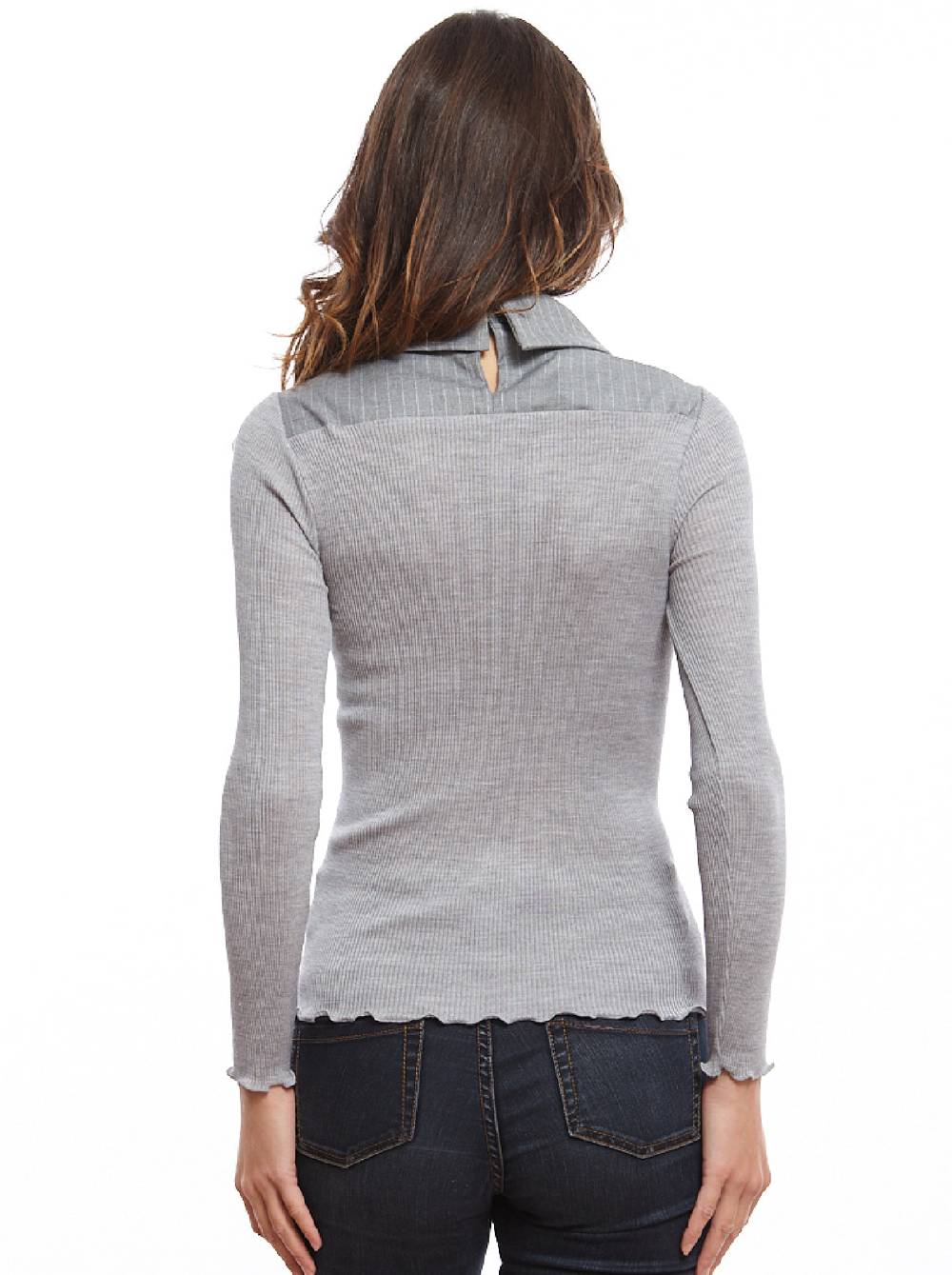 Oscalito Camicia a maniche lunghe in lana e seta 8282 Prezzo Ridotto