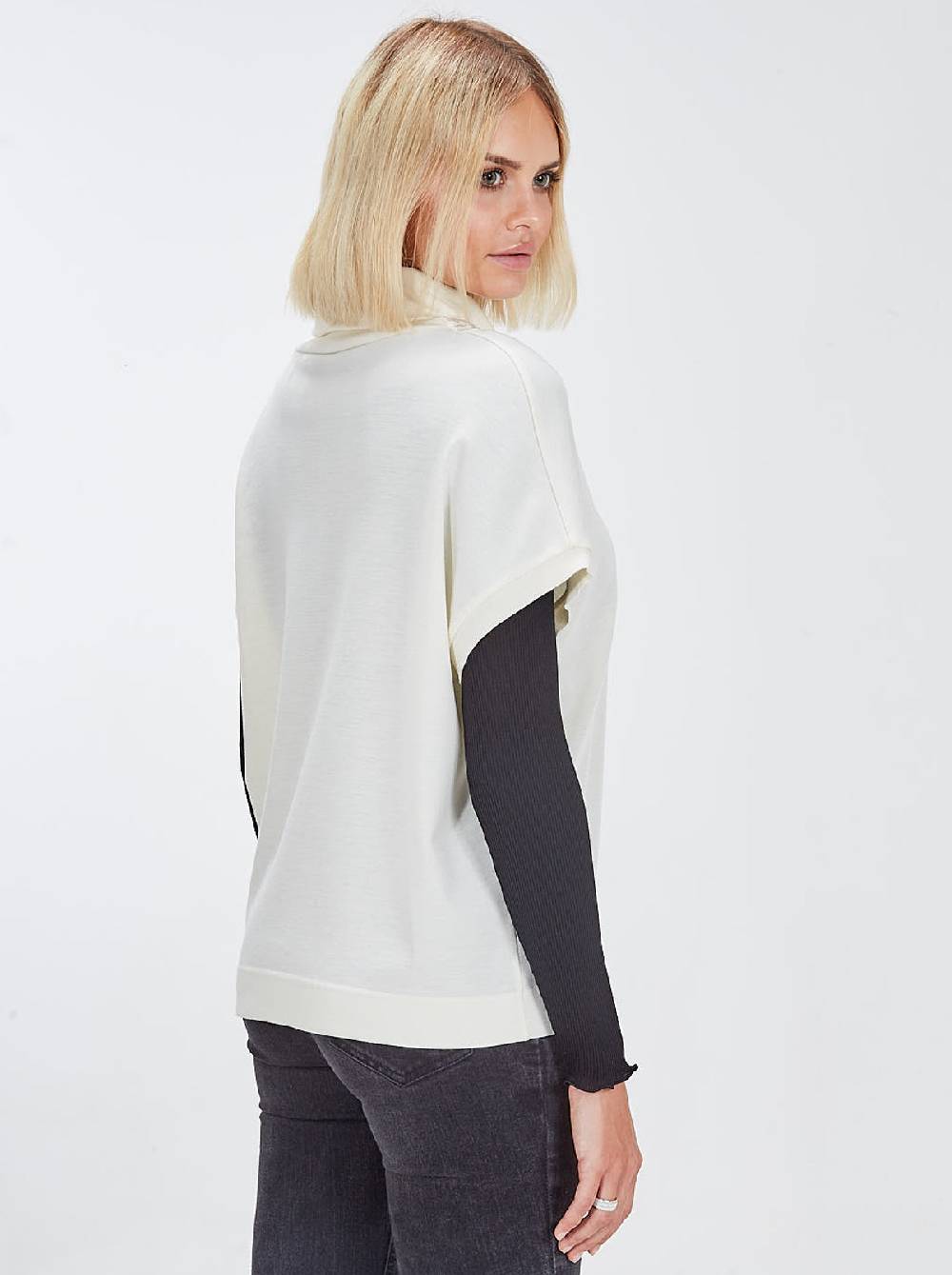 Oscalito Camicia Donna Smanicata in Lana e Seta con dettagli macramè 5836 Consegna Veloce