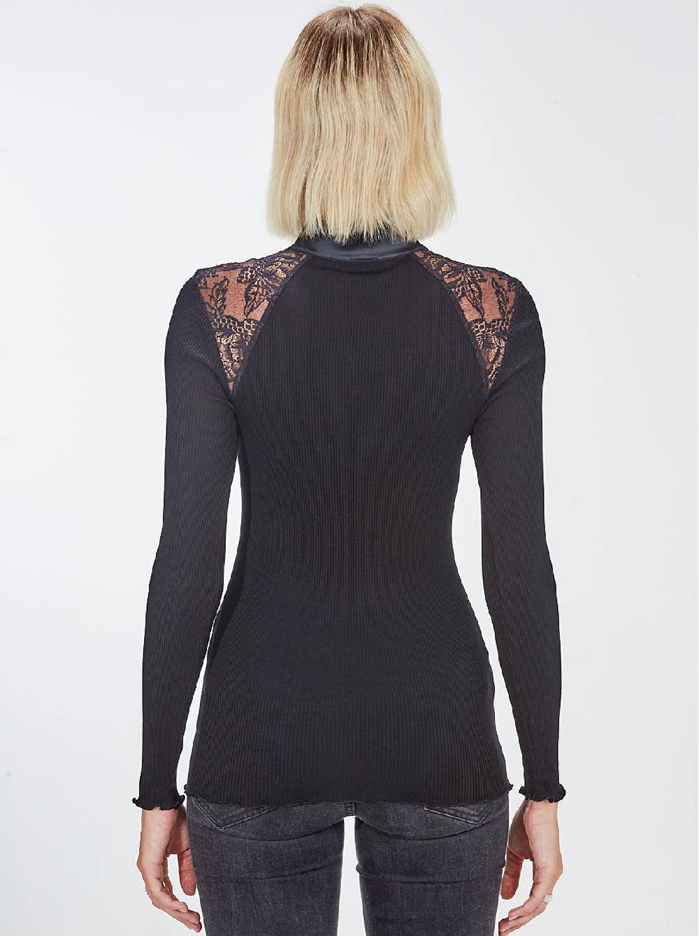 Oscalito Camicia Collo Alto Chantilly Maniche Lunghe in Lana e Seta 5868 Negozio