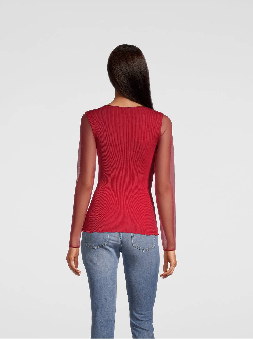 Oscalito Girocollo maniche lunghe fascia macramè con piccole frange 6488 Negozi Online