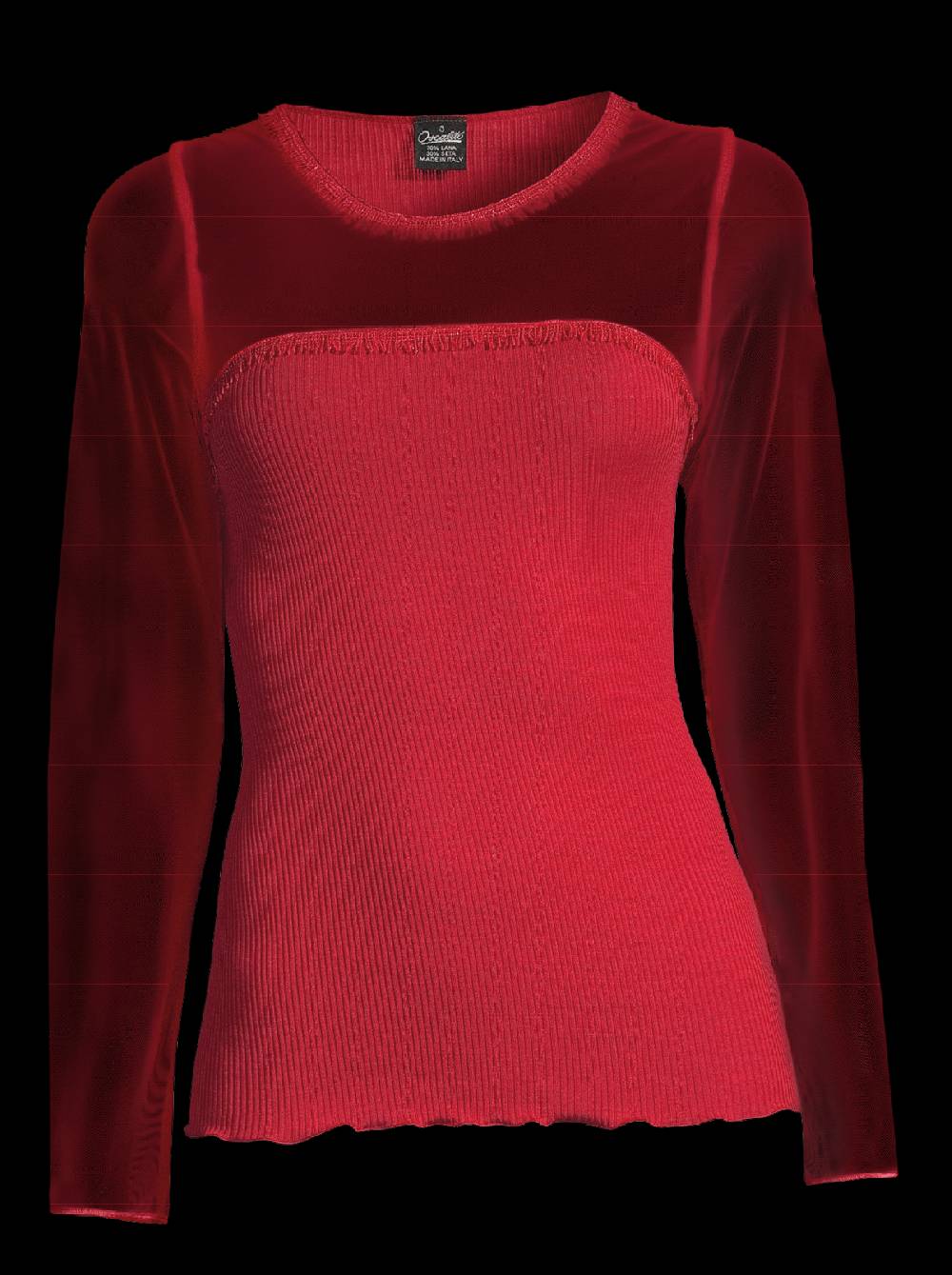 Oscalito Girocollo maniche lunghe fascia macramè con piccole frange 6488 Negozi Online