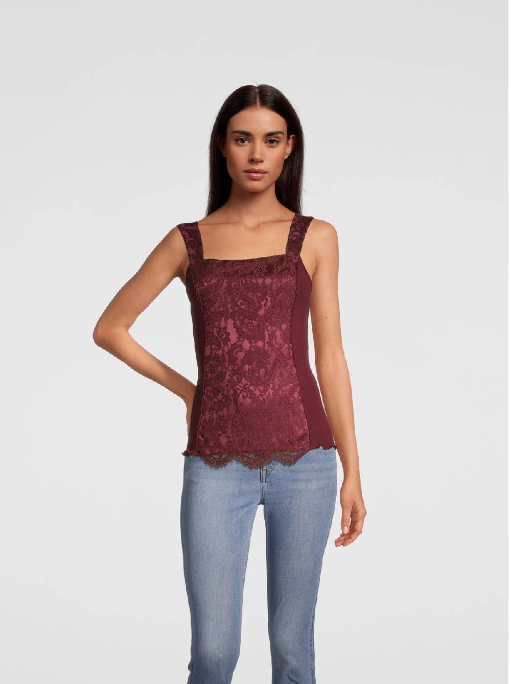 Oscalito Top in Lana e Seta con Pizzo Leavers all over 6420 Affare Del Giorno